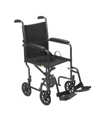 Drive, Lightweight Steel Transport Wheelchair, Fixed Full Arms, 19" Seat