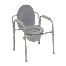 Commode with fixed arms, Steel, adjustable Height, 4 each