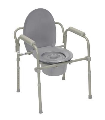 Commode with fixed arms, Steel, adjustable Height, 4 each