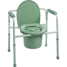 Three-in-One Steel Commode with Plastic Armrests