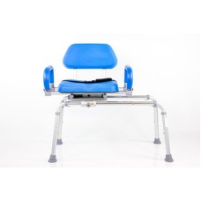 Carousel Sliding Bath Bench, Padded Swivel Seat, Armrests, Blue