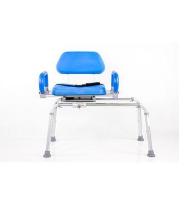 Carousel Sliding Bath Bench, Padded Swivel Seat, Armrests, Blue