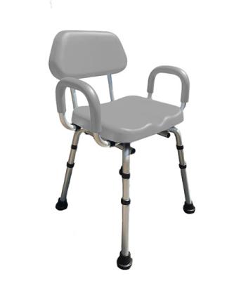 Comfortable Shower Chair, Padded Backrest and Armrests, Gray