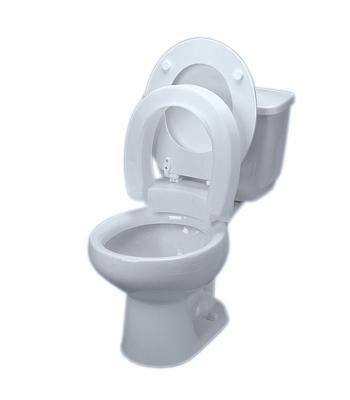 Elevated toilet seat , hinged