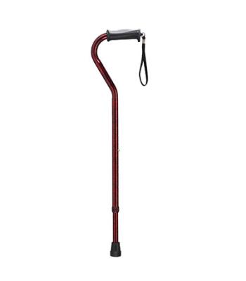 Drive, Adjustable Height Offset Handle Cane with Gel Hand Grip, Red Crackle