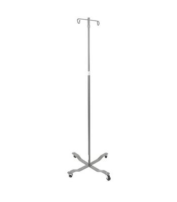 Drive, Economy Removable Top I. V. Pole, 2 Hook Top, Silver Vein