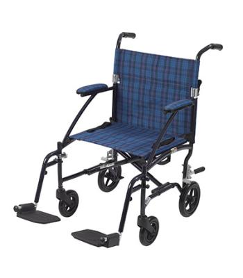 Drive, Fly Lite Ultra Lightweight Transport Wheelchair, Blue