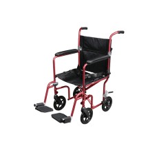 Drive, Flyweight Lightweight Transport Wheelchair with Removable Wheels, Red