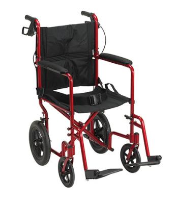 Drive, Lightweight Expedition Transport Wheelchair with Hand Brakes, Red