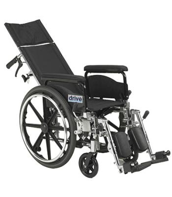 Drive, Viper Plus GT Full Reclining Wheelchair, Detachable Full Arms, 20" Seat