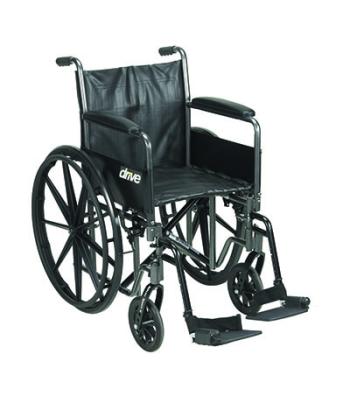 Drive, Silver Sport 2 Wheelchair, Detachable Full Arms, Swing away Footrests, 20" Seat
