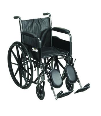 Drive, Silver Sport 2 Wheelchair, Detachable Full Arms, Elevating Leg Rests, 16" Seat