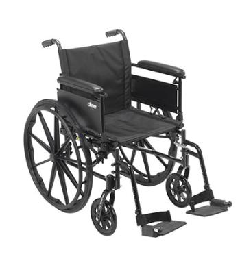 Drive, Cruiser X4 Lightweight Dual Axle Wheelchair with Adjustable Detachable Arms, Full Arms, Swing Away Footrests, 20" Seat