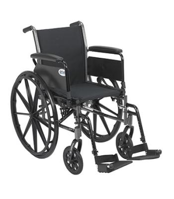Drive, Cruiser III Light Weight Wheelchair with Flip Back Removable Arms, Full Arms, Swing away Footrests, 16" Seat