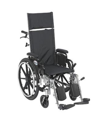 Drive, Viper Plus Light Weight Reclining Wheelchair with Elevating Leg Rests and Flip Back Detachable Arms, 14" Seat