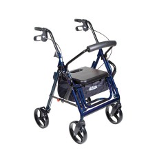 Drive, Duet Dual Function Transport Wheelchair Rollator Rolling Walker, Blue