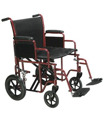 Drive, Bariatric Heavy Duty Transport Wheelchair with Swing Away Footrest, 20" Seat, Red