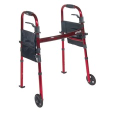 Drive, Portable Folding Travel Walker with 5" Wheels and Fold up Legs