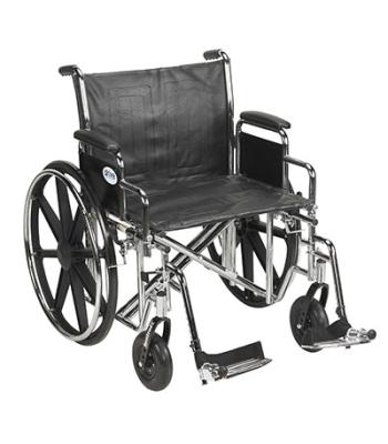 Drive, Sentra EC Heavy Duty Wheelchair, Detachable Desk Arms, Swing away Footrests, 22" Seat
