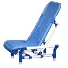Reclining bath chair with safety harness, Medium, beach bubble blue