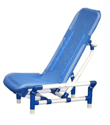 Reclining bath chair with safety harness, Medium, beach bubble blue