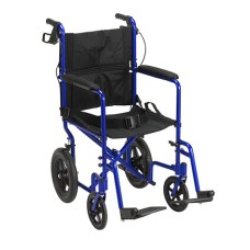 Drive, Lightweight Expedition Transport Wheelchair with Hand Brakes, Blue