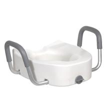 Drive, Premium Plastic Raised Toilet Seat with Lock and Padded Armrests, Elongated