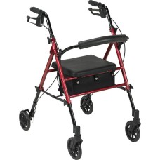 Adjustable Height Rollator, 6" Casters, Red