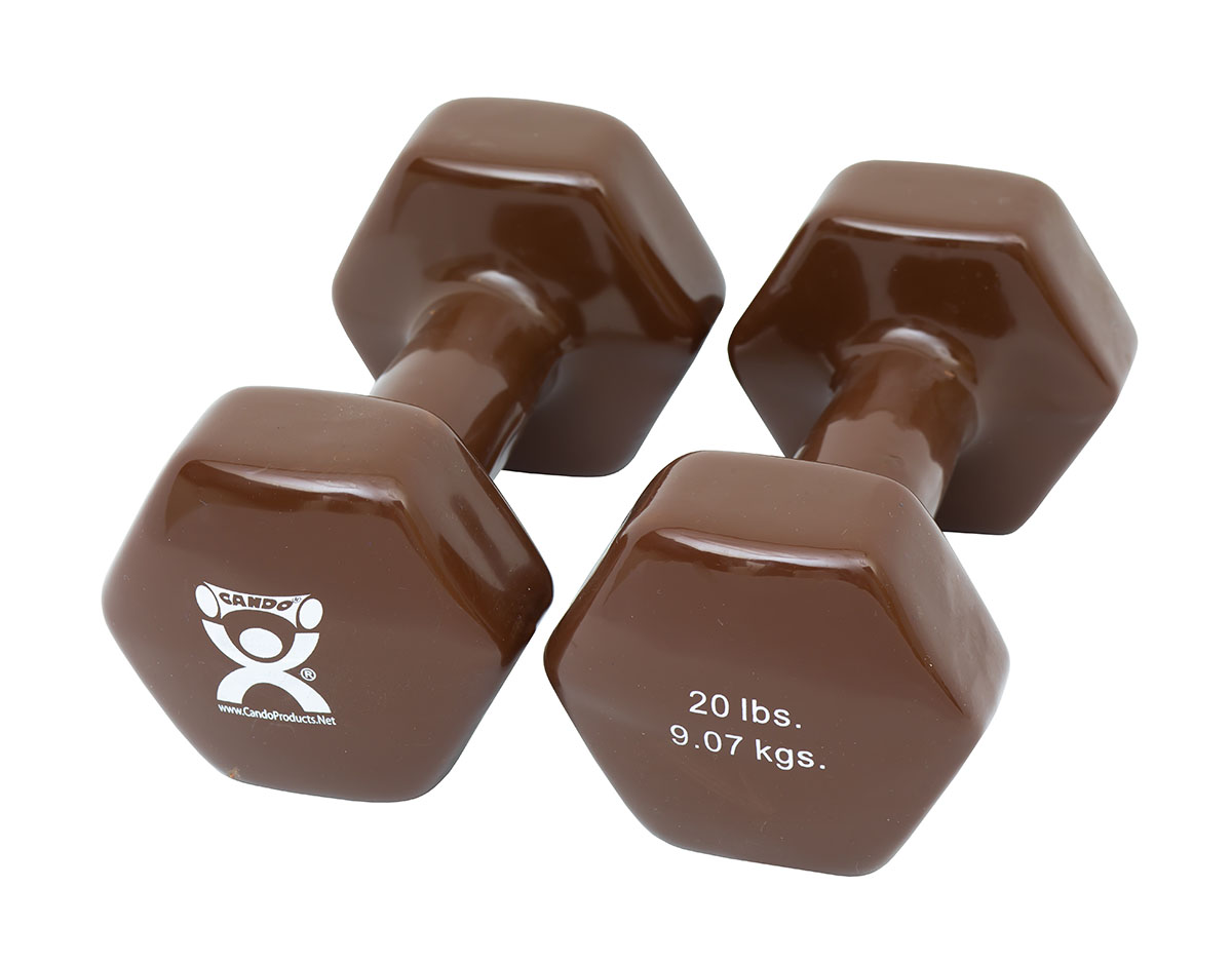 CanDo Vinyl Coated Dumbbell Brown (20 lb) Pair