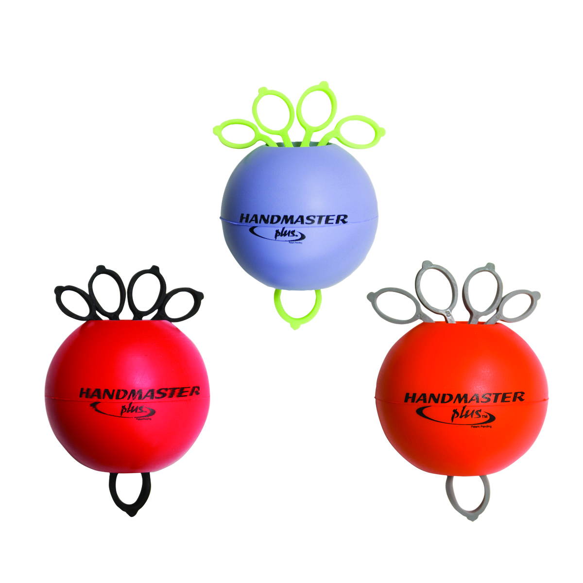 Handmaster Plus hand exerciser - 3-piece set (purple red and orange)