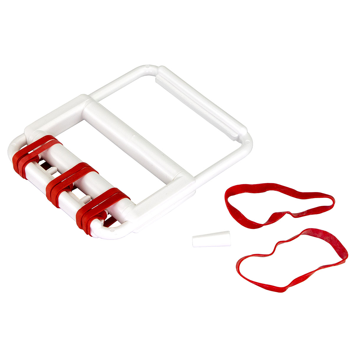 CanDo rubber-band hand exerciser with 5 red bands