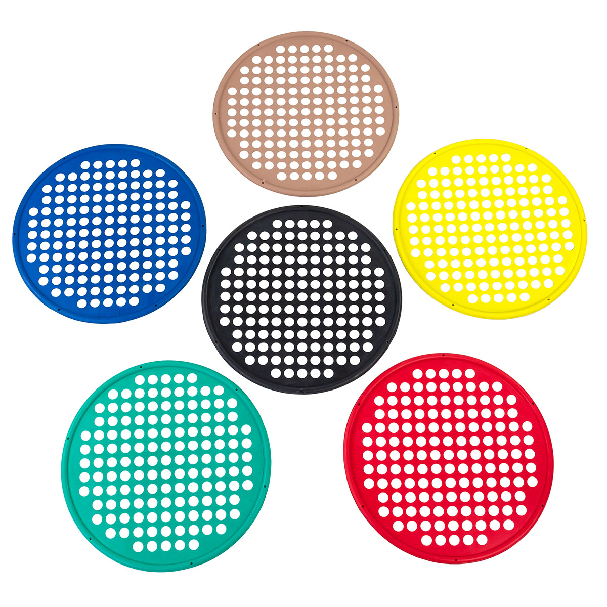 CanDo Hand Exercise Web - Low Powder - 14 Diameter - 6-piece set (tan yellow red green blue black)