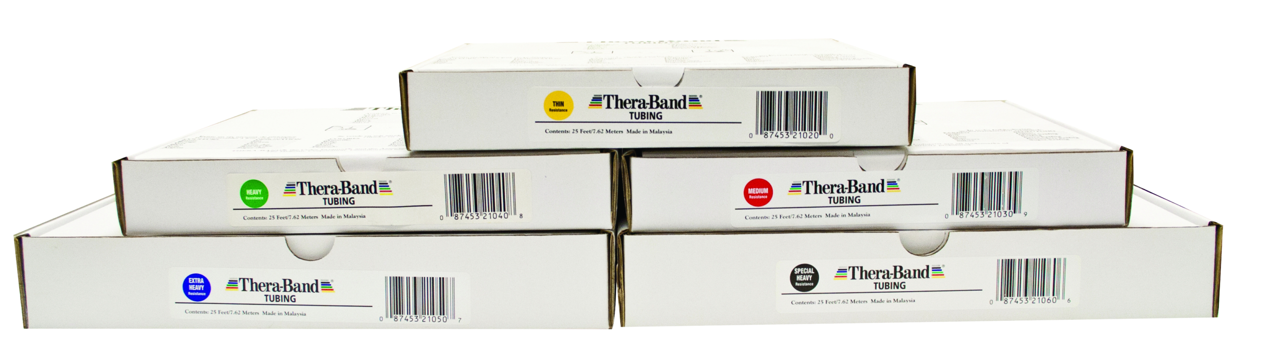 TheraBand exercise tubing - 25' roll - set of 5 (yellow through black)