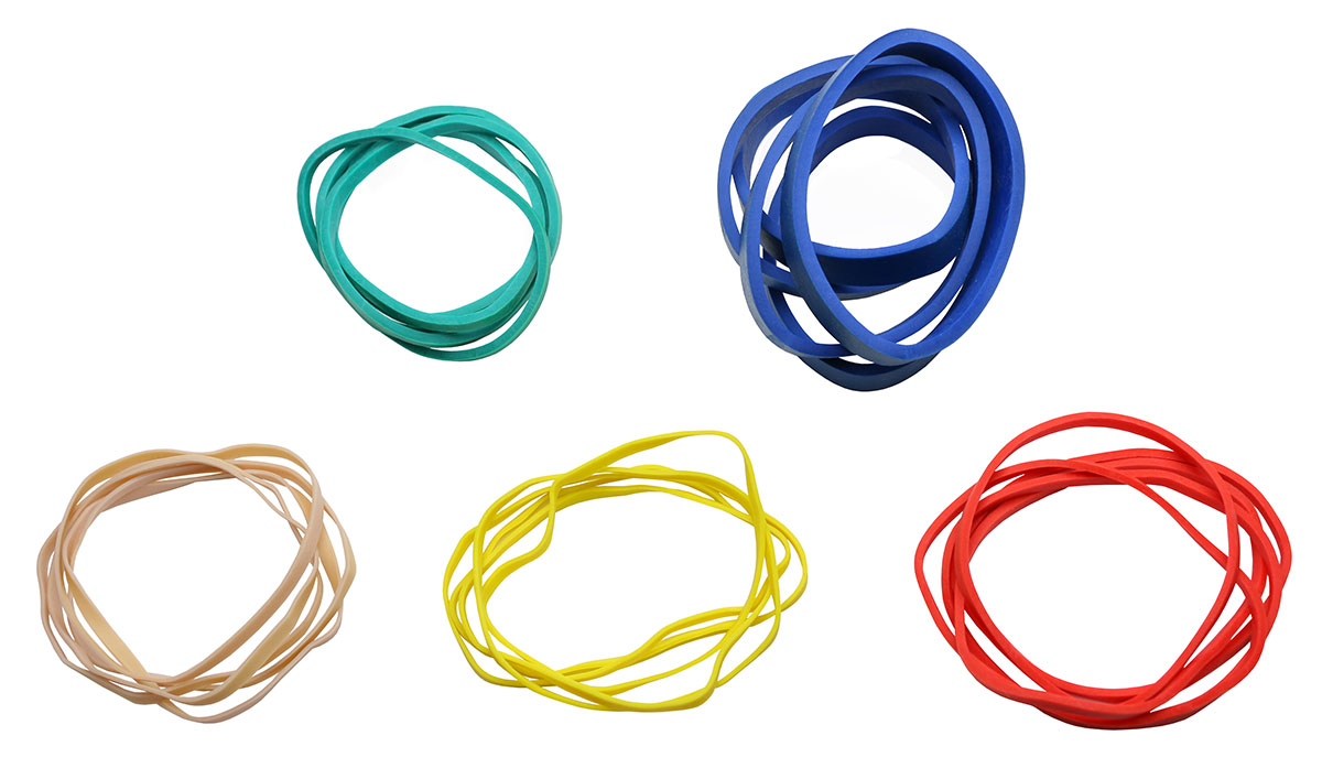 CanDo Hand Exerciser - Additional Latex Free Bands - 25 bands (5 each: tan yellow red green blue)