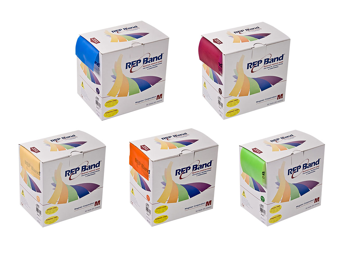 REP Band Twin-Pak - latex-free - 100 yard 5 piece set (2 x 50 yard boxes of each color: peach orange lime blueberry plum)