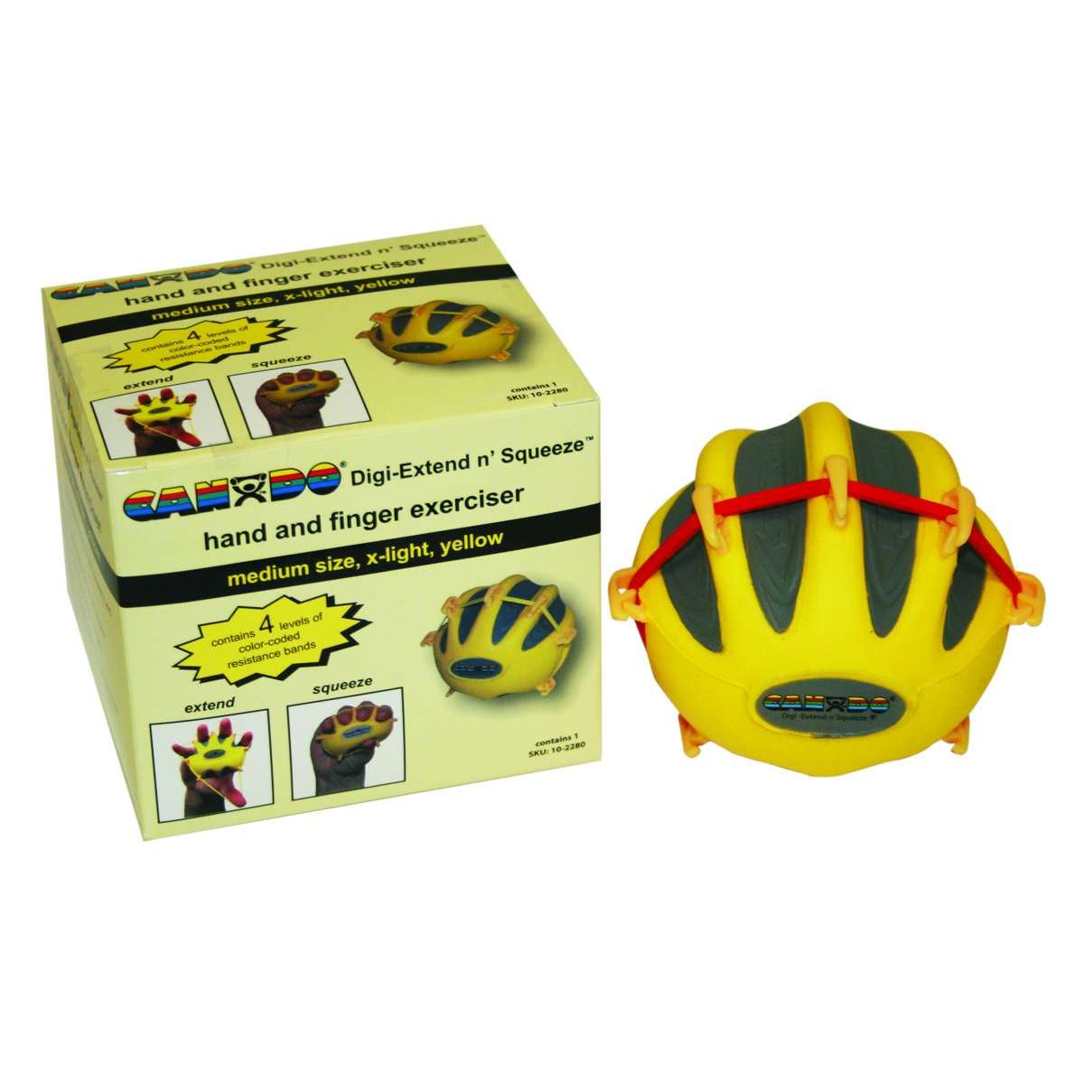 CanDo Digi-Extend n' Squeeze Hand Exerciser - Medium - Yellow x-light