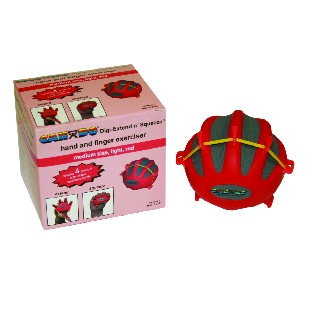 CanDo Digi-Extend n' Squeeze Hand Exerciser - Medium - Red light