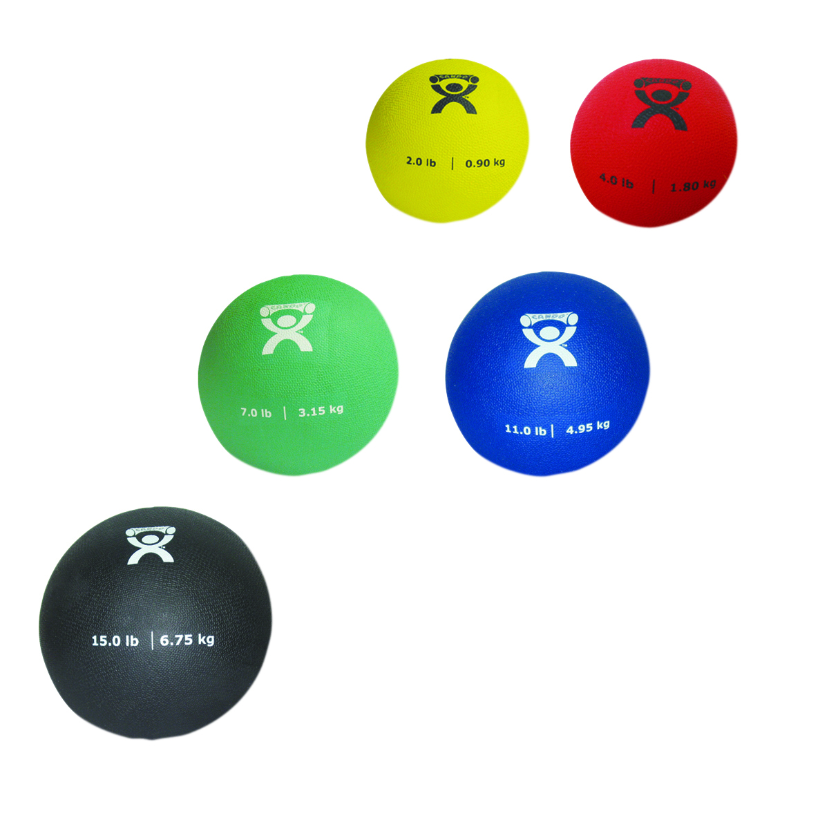 CanDo Soft and Pliable Medicine Ball 5-Piece Set (1 ea: 2 4 7 11 15 lbs.)