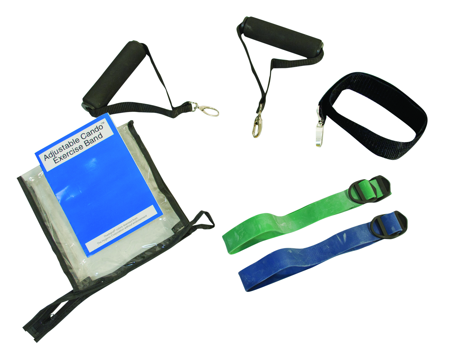 CanDo Adjustable Exercise Band Kit - 2 band moderate (green blue)