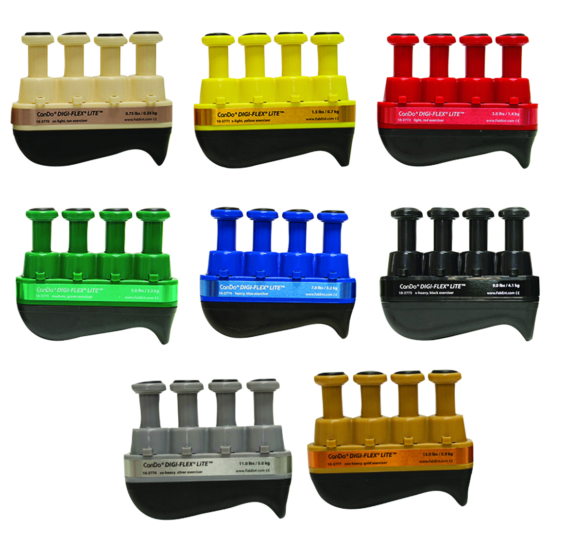 Digi-Flex LITE - Set of 8 (1 each: tan yellow red green blue black silver gold)