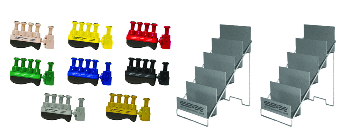 Digi-Flex Thumb - Set of 8 (1 each: tan yellow red green blue black silver gold) with 2 metal stands