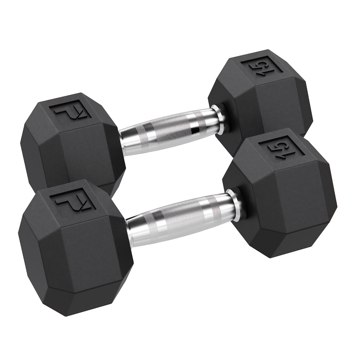 Rubber Hex Dumbbell 15 lb. Pair