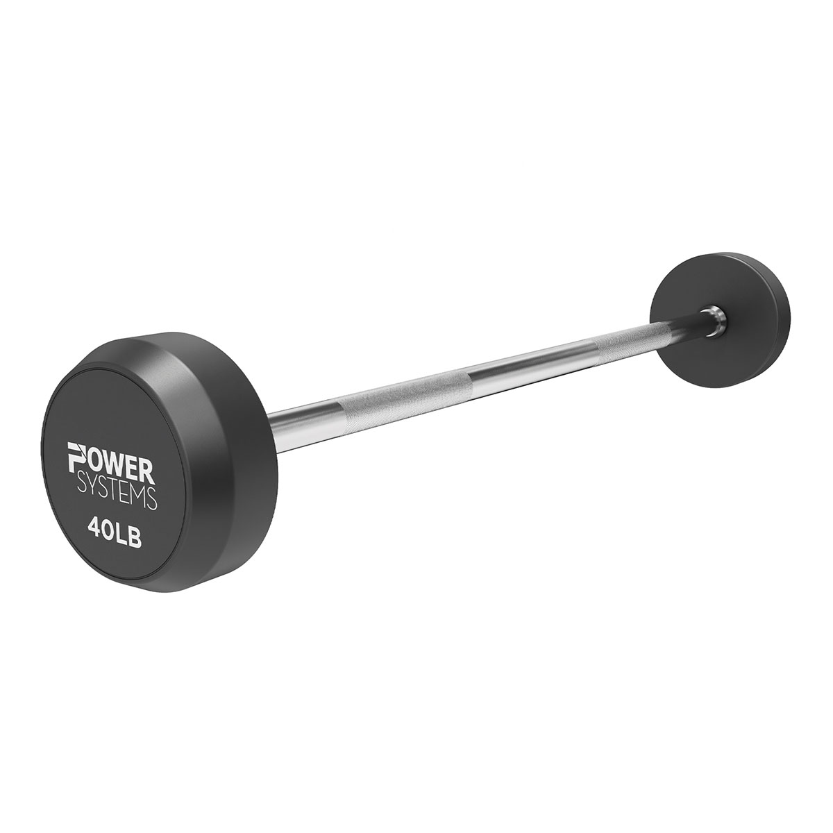 Power Systems Straight Handle Pro Style Rubber Fixed Barbell 40 lb.
