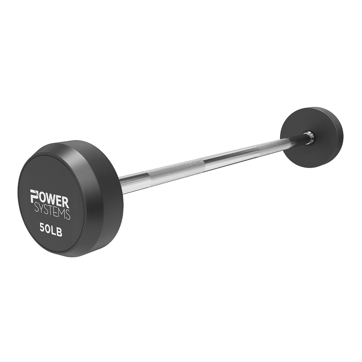 Power Systems Straight Handle Pro Style Rubber Fixed Barbell 50 lb.