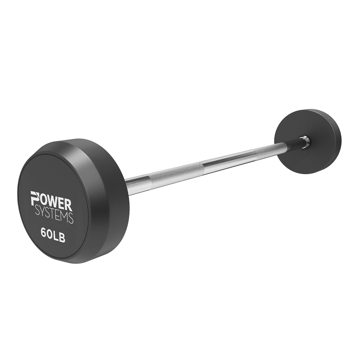 Power Systems Straight Handle Pro Style Rubber Fixed Barbell 60 lb.