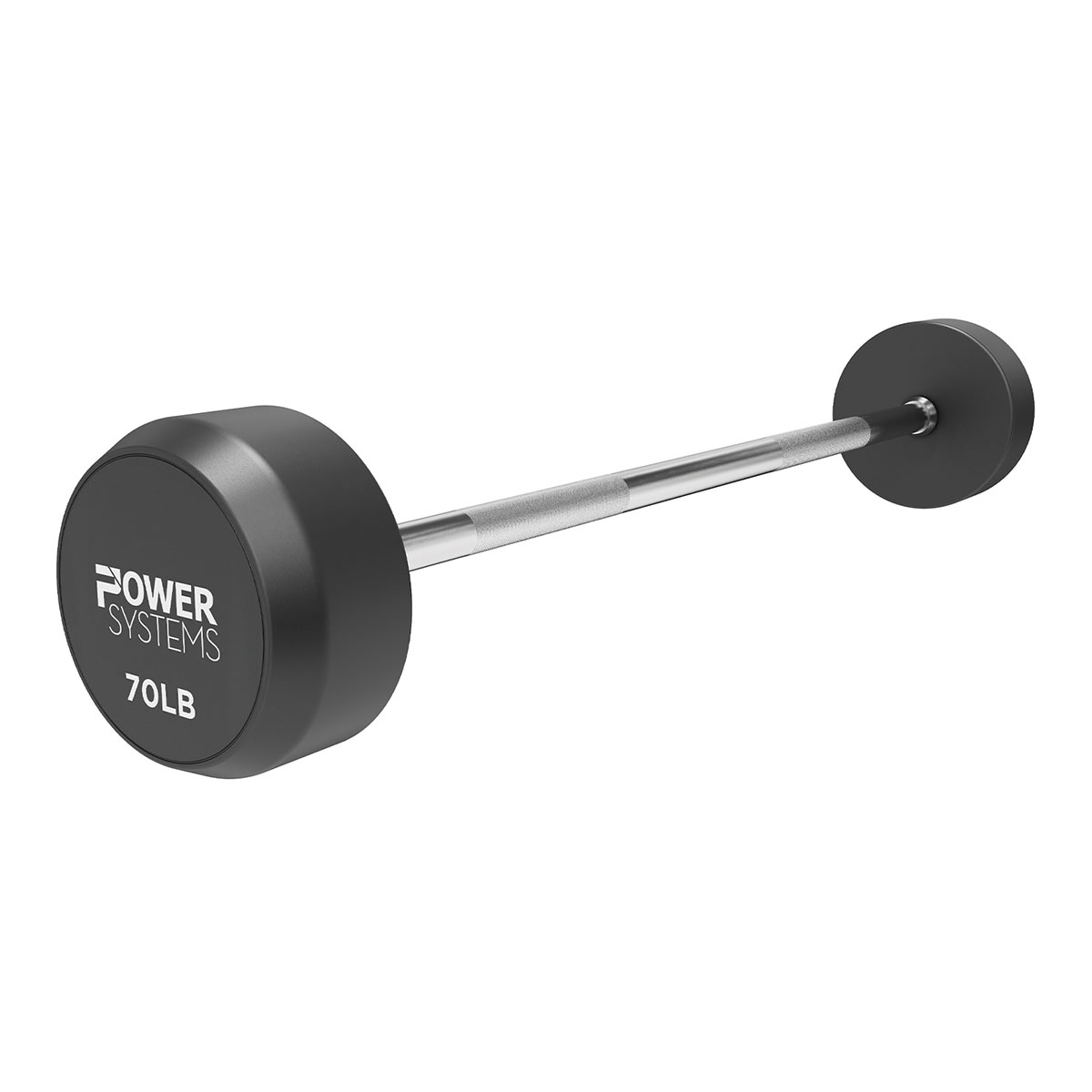 Power Systems Straight Handle Pro Style Rubber Fixed Barbell 70 lb.