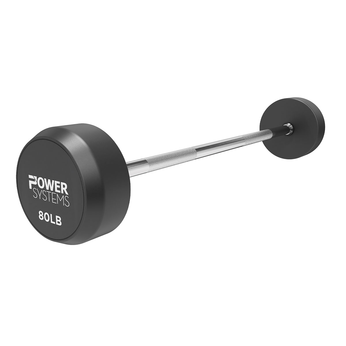 Power Systems Straight Handle Pro Style Rubber Fixed Barbell 80 lb.