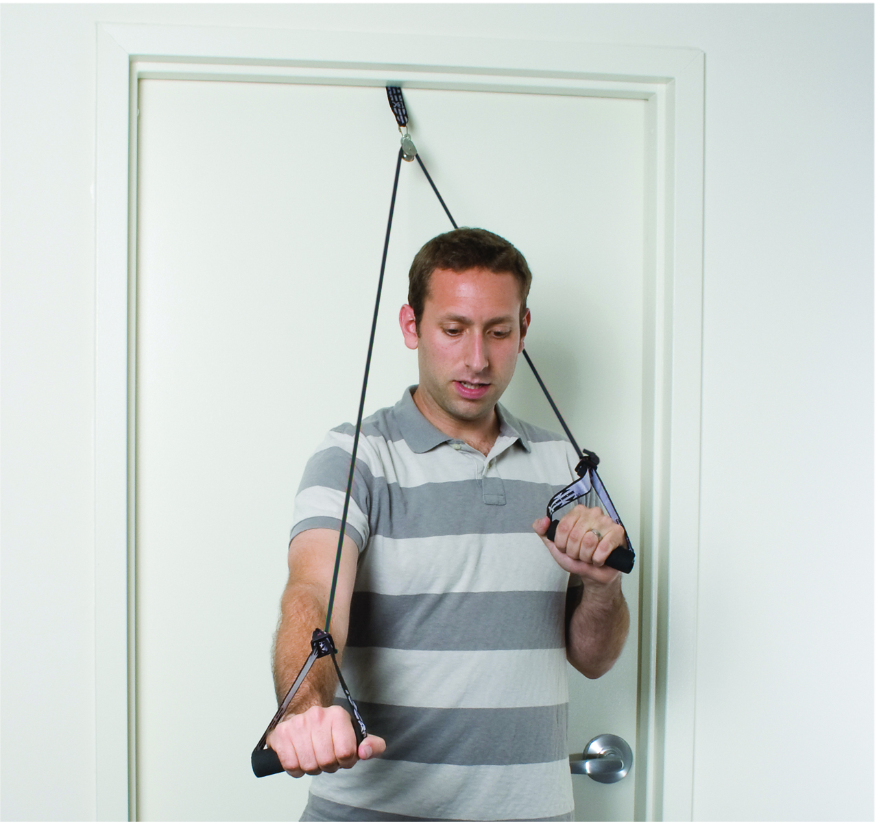 CanDo shoulder pulley with exercise tubing and handles Black - x-heavy