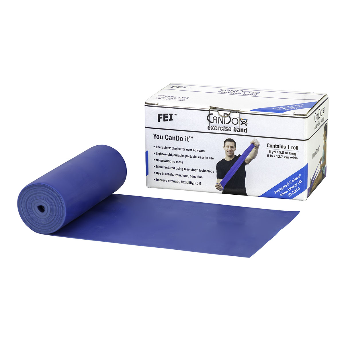 CanDo Low Powder Exercise Band - 6 yard roll - Blue - heavy