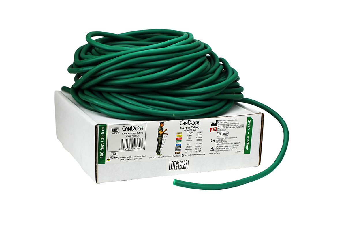 CanDo Low Powder Exercise Tubing - 100' dispenser roll - Green - medium
